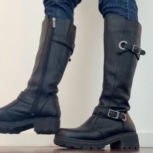 HARLEY-DAVIDSON MOTORCYCLE KNEE HIGH BOOTS ~Full Zip~ sz 8 but fits like 8 1/2